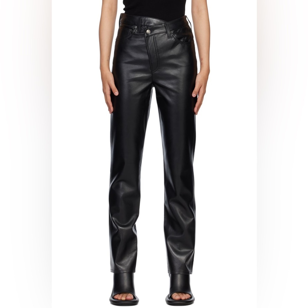 Agolde‎ Criss Cross Straight Leather Pants Size 28 NEW Bikercore Motorcycle